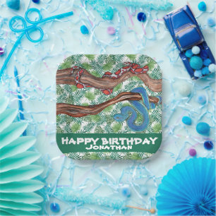 Assiettes En Carton Aquarelle Serpent Lover Python Boa animaux de comp