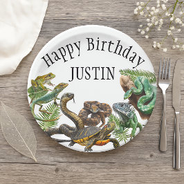 Assiettes En Carton Aquarelle Serpent Reptile d'anniversaire