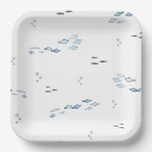Assiettes En Carton Aquarelle sous les plaques de papier marin