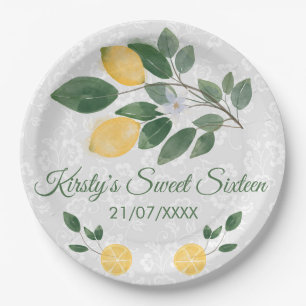 Assiettes En Carton Aquarelle Sweet sixteen citron sicilien