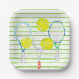 Assiettes En Carton Aquarelle Tennis pour Plaques de Papier Joueur