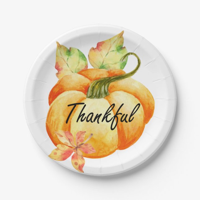 Assiettes En Carton Aquarelle Thanksgiving (Devant)