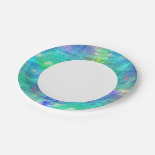 Assiettes En Carton aquarelle transparente arrière - plan bleu, vert