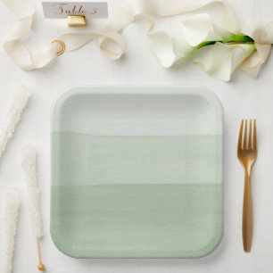 Assiettes En Carton Aquarelle Vert Ombre
