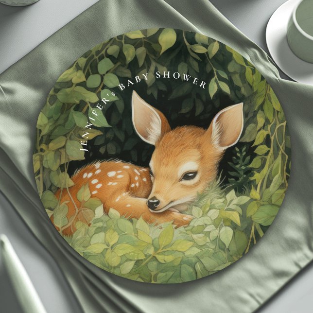 Assiettes En Carton Aquarelle Whimsical Baby Deer Baby shower (Créateur téléchargé)