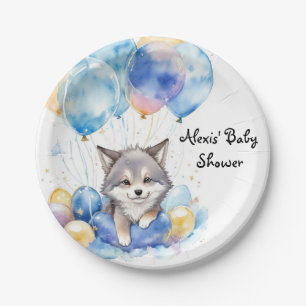 Assiettes En Carton Aquarelle Whimsical Wolf Baby shower de loup