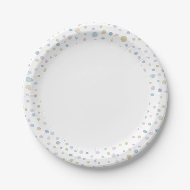Assiettes En Carton Aquarelle William Confetti Points Plaque en papier (Devant)