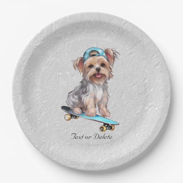 Assiettes En Carton Aquarelle Yorkshire Terrier Plaque en papier (Devant)