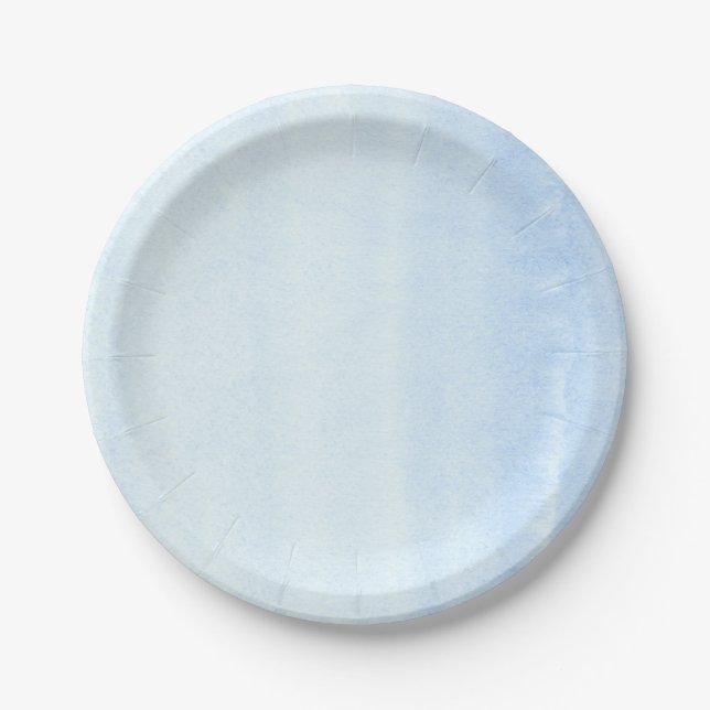 Assiettes En Carton Aquarelles Bleu Pastel Doux (Devant)