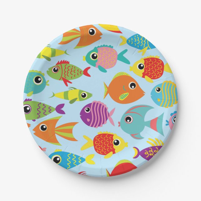 Assiettes En Carton Aquarium de poisson 1er Plaques d'anniversaire (Devant)