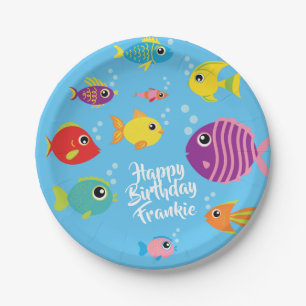 Assiettes En Carton Aquarium de poisson 1er Plaques d'anniversaire