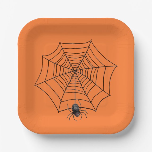 Assiettes En Carton Araignée d'Halloween en ligne (Recto)