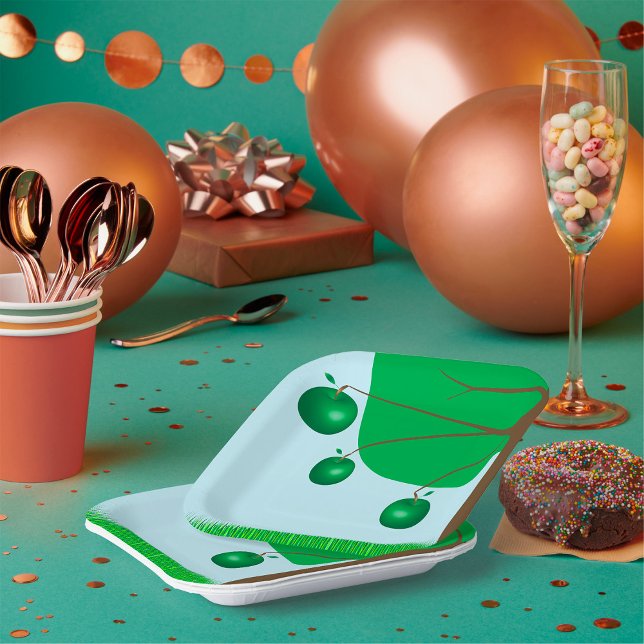 Assiettes En Carton Arbre à pomme verte (Créateur téléchargé)
