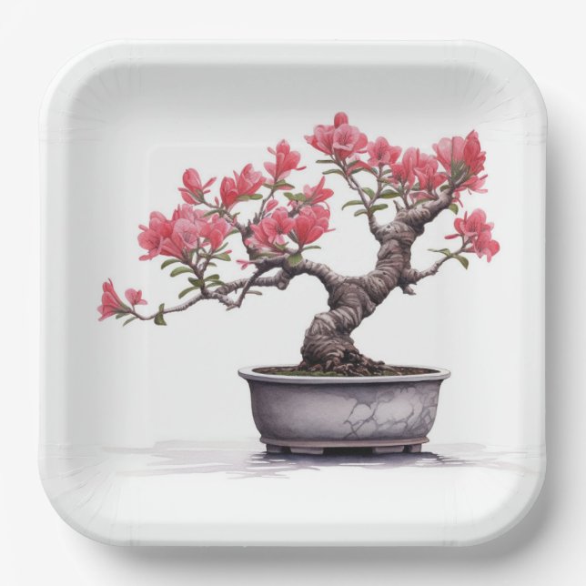 Assiettes En Carton Arbre Bonsai En Pot (Recto)