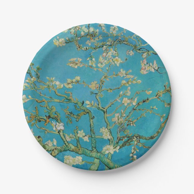 Assiettes En Carton Arbre d'amande en fleurs par Van Gogh (Devant)