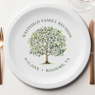 Assiettes En Carton Arbre d'aquarelle en bois de la Réunion familiale