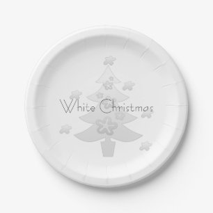Assiettes En Carton Arbre d'argent de Noël blanc personnalisé