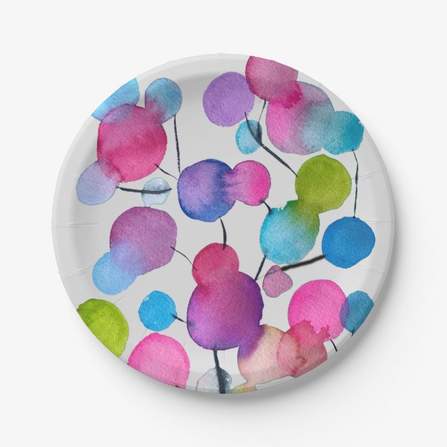Assiettes En Carton Arbre d'art abstrait rose mignon (Devant)