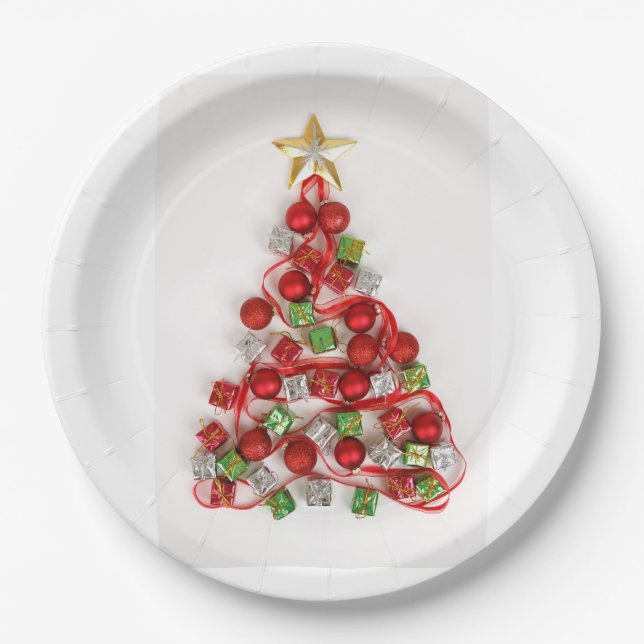 Assiettes En Carton Arbre de Noël (Devant)