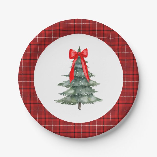 Assiettes En Carton Arbre de Noël avec cabot et plaid (Devant)