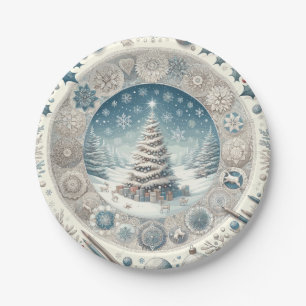 Assiettes En Carton Arbre de Noël d'hiver