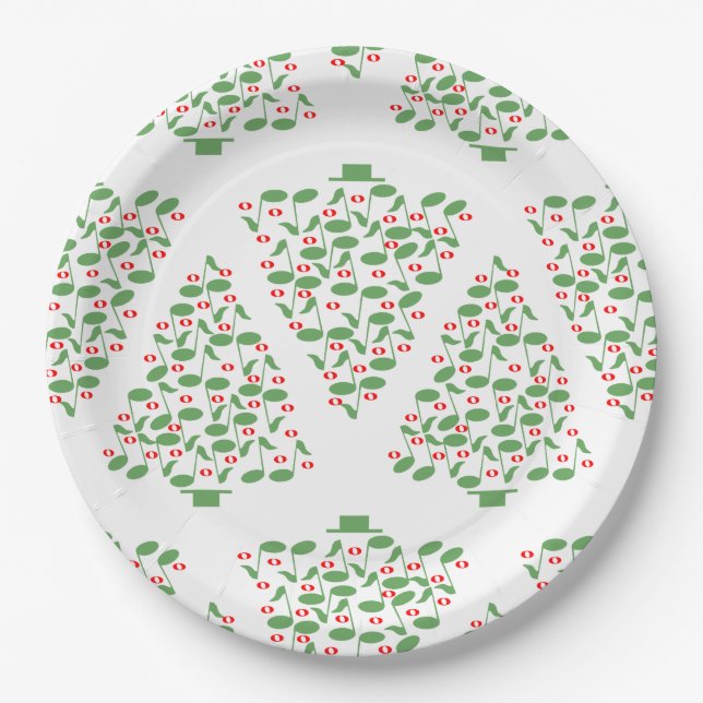 Assiettes En Carton Arbre de Noël musical (Devant)