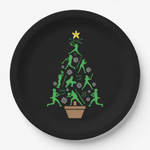 Assiettes En Carton Arbre de Noël Softball Filles Femmes