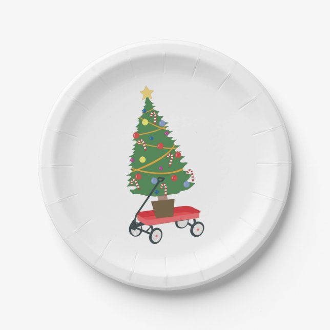 Assiettes En Carton Arbre de Noël Wagon (Devant)