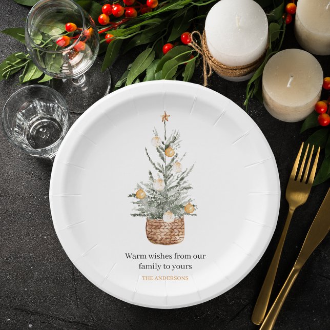 Assiettes En Carton Arbre vert de Noël | Joyeux Noël (Créateur téléchargé)