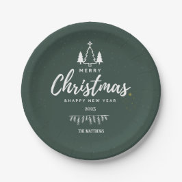 Assiettes En Carton Arbre vert Noël et Bonne Année 2023