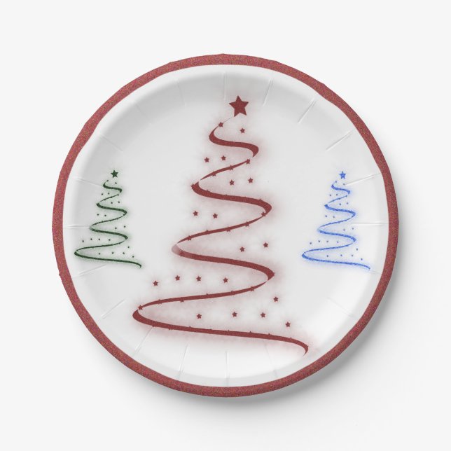 Assiettes En Carton Arbres colorés - (Devant)