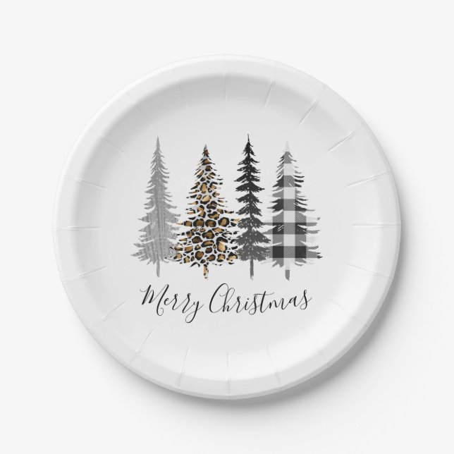 Assiettes En Carton Arbres de Noël modernes (Devant)