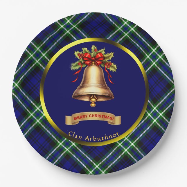 Assiettes En Carton Arbuthnot Tartan Noël personnalisé (Devant)