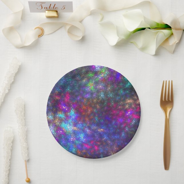 Assiettes En Carton Arc arc-en-ciel fractal (Mariage)