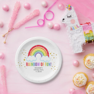 Assiettes En Carton Arc en arc-en-ciel Plaque papier pour fête d'anniv