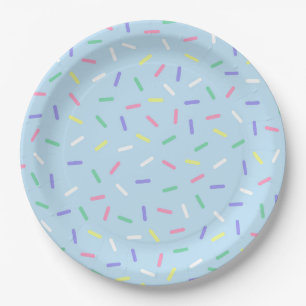 Assiettes En Carton Arc-en-ciel bleu arrose confetti amusant coloré