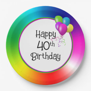 Assiettes En Carton Arc-en-ciel du 40e anniversaire