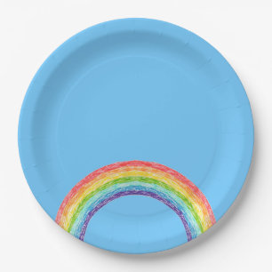 Assiettes En Carton Arc en ciel et ciel bleu