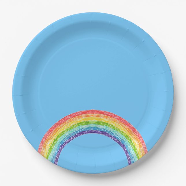 Assiettes En Carton Arc en ciel et ciel bleu (Devant)