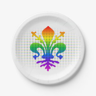 Assiettes En Carton Arc-en-ciel Fleur-de-Lis