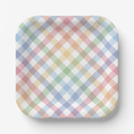 Assiettes En Carton Arc en ciel plaid mignon simple ressort à chèque p