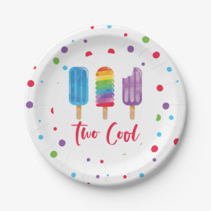 Assiettes En Carton Arc-en-ciel Pop Deux Cool 2e Anniversaire