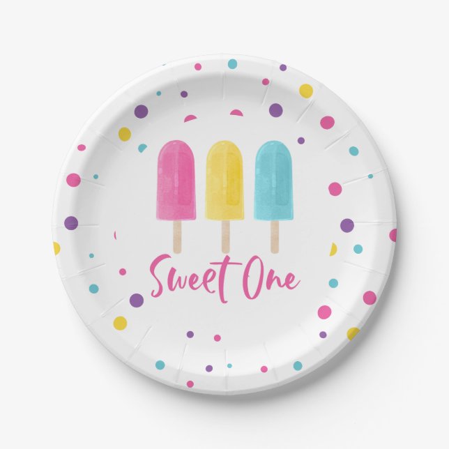 Assiettes En Carton Arc-en-ciel Pop Sweet One 1er Anniversaire (Devant)