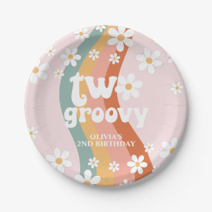 Assiettes En Carton Arc-en-ciel Rétro Deux Daisy Groovy