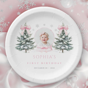 Assiettes En Carton Arc-en-ciel Rose Hiver Onederland Premier Annivers