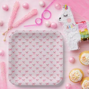 Assiettes En Carton arc rose motif Saint-Valentin