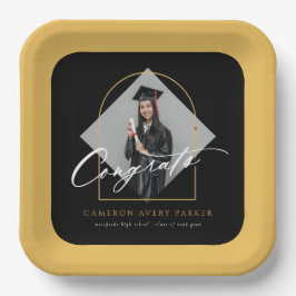 Assiettes En Carton Arch Tassels Minimaliste Frame Photo Graduation