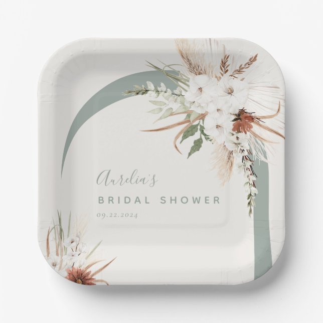 Assiettes En Carton Arche florale en terre cuite Boho (Recto)