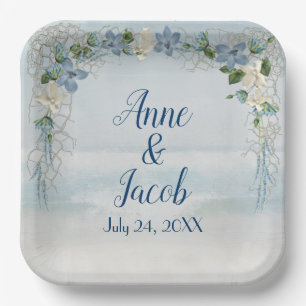 Assiettes En Carton Arche florale mariage sur aquarelle océanique