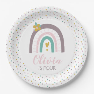 Assiettes En Carton Arcs-en-ciel et plaques de fête d'anniversaire de 